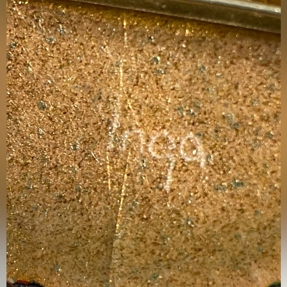 Copper Enamel Vintage Brooch Inga Carlson Blue Green Gold Swirl - Picture 4 of 7